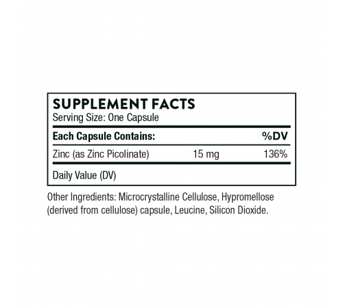 Thorne Research, Zinc Picolinate 15 mg, 60 капсул