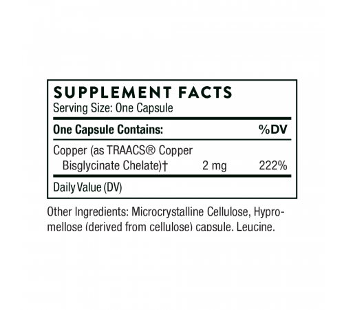 Thorne Research, Copper Bisglycinate, 60 капсул